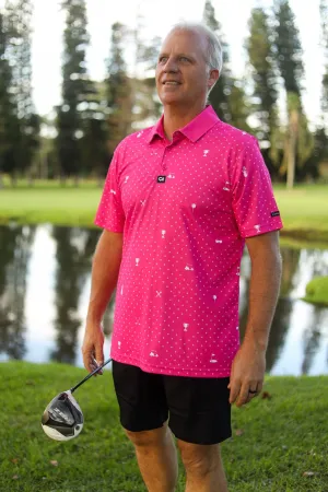 CA Statement Golf Shirt | Pink & White