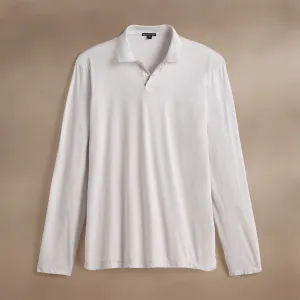 Luxe Lotus Jersey Long Sleeve Polo - Light Mist