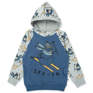 Speedy Snowman Furry Hood - Navy/Grey Marle