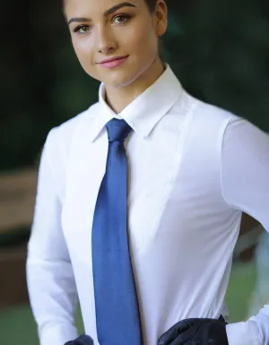 UNISEX Blue Ribbon Ladies White Collared Long Sleeved Show Shirt