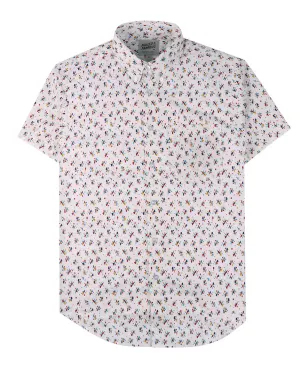 Vintage Mod Print Short Sleeve Easy  White